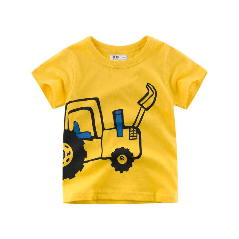 100% Kids' Top T-Shirt - Digger in Yellow (1 - 6 years) - Taylorson