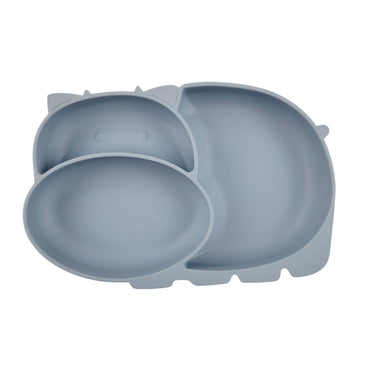 Kids Silicone Divided Plate with Suction Base - Hippo
