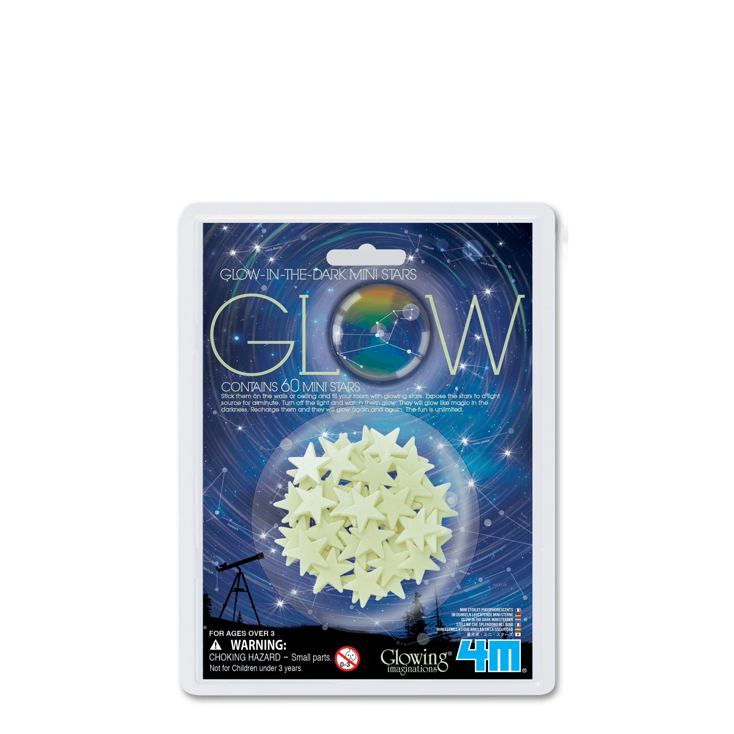 4M Glow in the Dark Mini Stars 60 Pack - Kids Room Decor - Taylorson