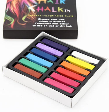 12pcs Washable Colour Hair Chalk Set | Temporary Hair Dye