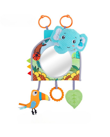 2-in-1 Car Seat Mirror Travel Toy & Tummy Time Toy: Fox | Elephant (0m+)