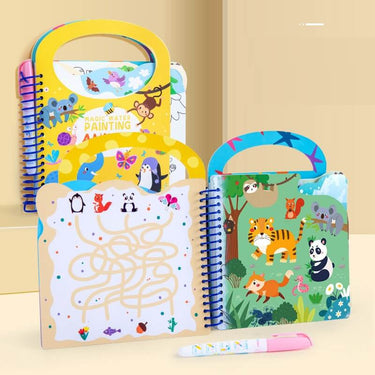 3-in-1 Kids Activity Book – Magic Painting, Stickers & Puzzles (Dinosaurs & Animals)