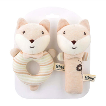 Organic Cotton Baby Rattle Animal Plush Toy - Fox (2 pack)
