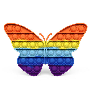 Silicone Push Pop It Bubble Fidget Toy - Rainbow Butterfly - Taylorson