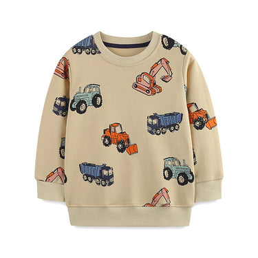 100% Cotton Construction Vehicles Print Kids Autumn Sweater (2-7 years)