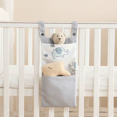 Baby Crib's Nappy Bag & Toys Storage Organizer Pouch - Multifunctional Crib Hanging Storage
