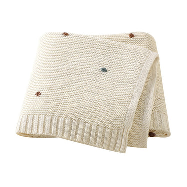 100% Cotton Super Soft Baby Knitted Blanket - Polka (70x90cm)