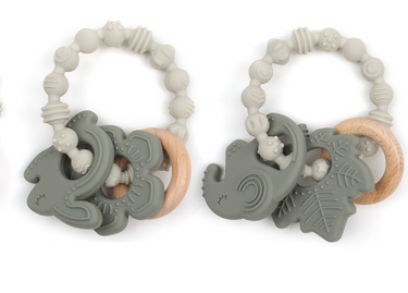 Baby Teether & Sensory Ring – Bunny & Elephant (Twin Pack)