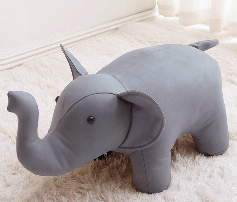 Animal Design Kids Stool Ottoman with Non Slip Wooden Leg