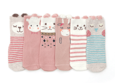 Anti-Slip Pop Up Ears Animal Socks - 6 Pairs Set (1-3 years) - Taylorson
