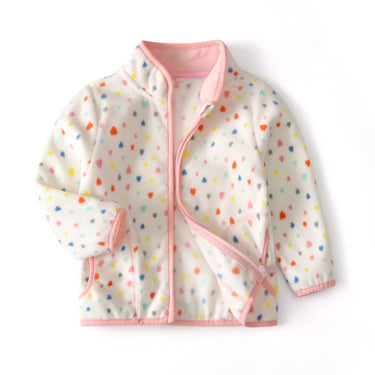 Autumn Winter Kids Fleece Jacket - Hearts Polka (2-6 years) - Taylorson