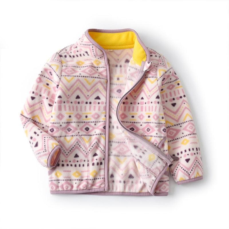 Autumn Winter Kids Fleece Jacket - Pastel Geometric (2-6 years) - Taylorson