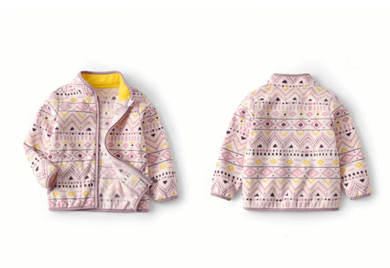 Autumn Winter Kids Fleece Jacket - Pastel Geometric (2-6 years) - Taylorson