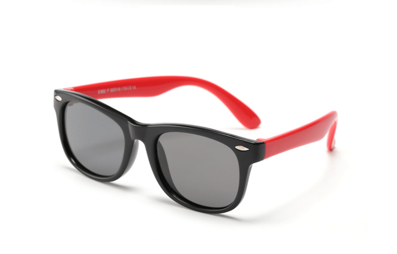 Classic Two-Tone Kids Sunglasses - Black/Red (3-12 years) with Hard Case - Taylorson