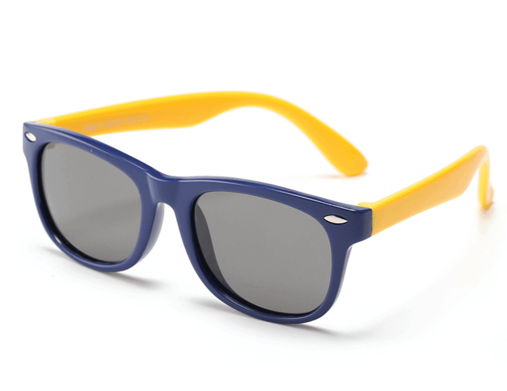 Classic Two-Tone Kids Sunglasses - Blue/Yellow (3-12 years) with Hard Case - Taylorson