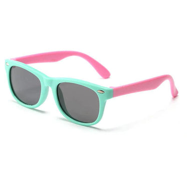 Classic Two-Tone Kids Sunglasses - Green/Pink (3-12 years) with Hard Case - Taylorson