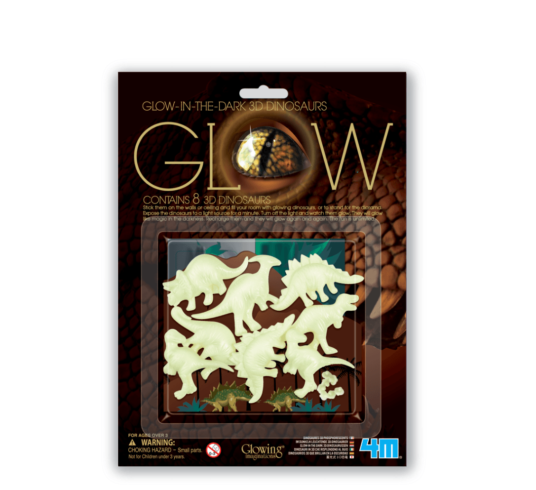 Glow In The Dark 3D Dinosaur (8 Pack) - Taylorson