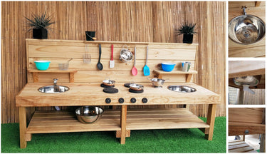 NZ Made Quality Kids Wooden Mud Kitchen - 180cm - Taylorson