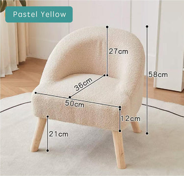Taylen Premium Lounge Chair Kids Sofa - Velvet Light Blue | Sherpa Pastel Yellow *Clearance - Taylorson