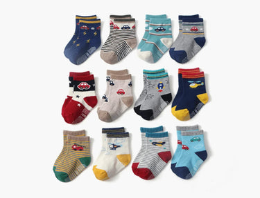 anti-slip-kids-socks-12-pairs-set-busy-city-vehicles-1-5-years--1 - Taylorson