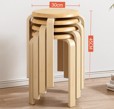 Round Top Stackable Wooden Stool Set (4pcs | 2pcs) - Taylorson