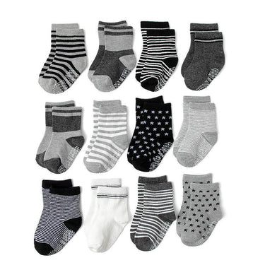 value-pack-anti-slip-kids-socks-12-pairs-set-minimal-1-5-years--1 - Taylorson