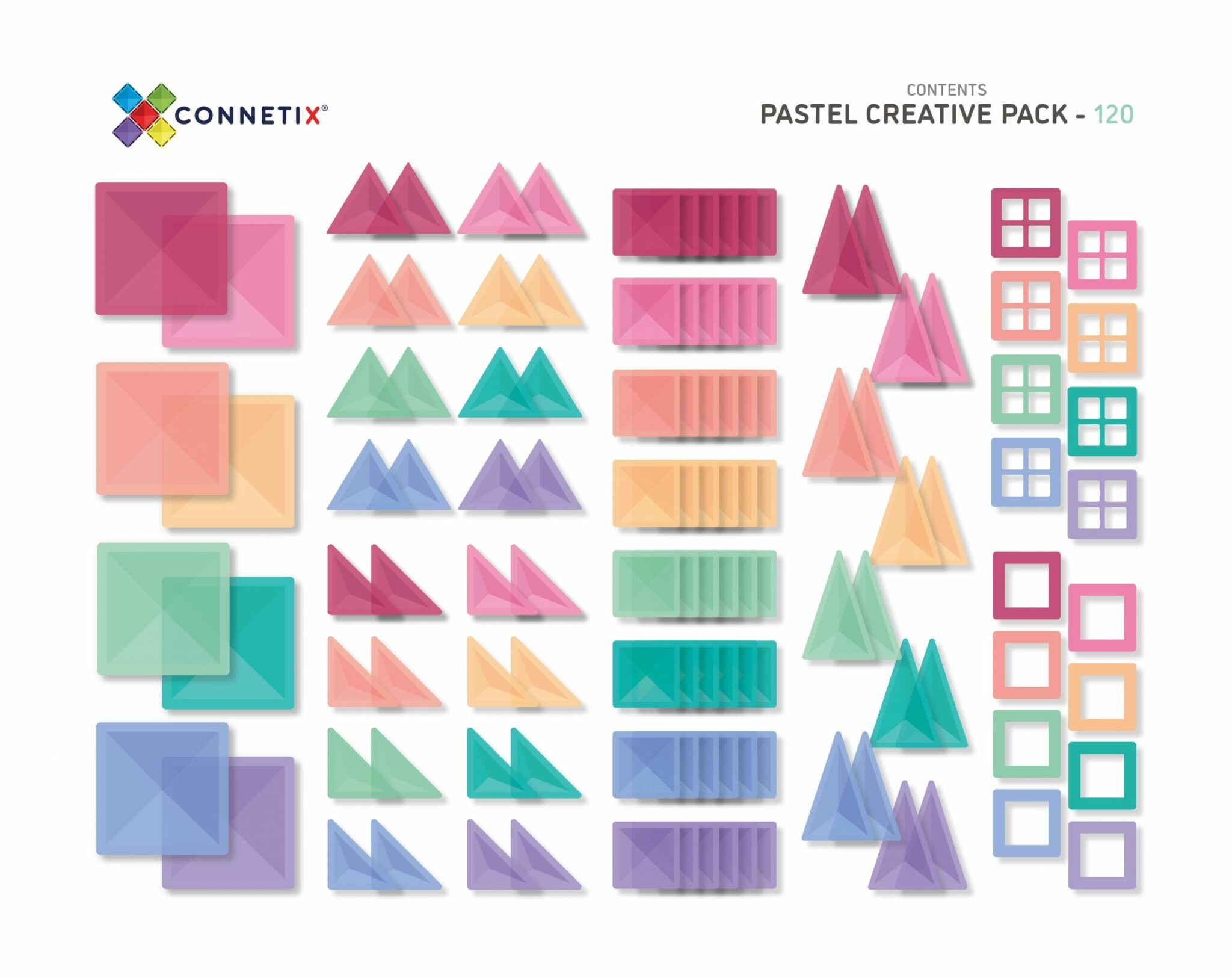 Connetix Tiles - 120 Piece Pastel Creative Pack NZ - Taylorson