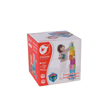 Classic World Transportation Stacking Cubes - Stacking Toy & Puzzle (18 months+)