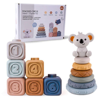 2-in-1 Baby Sensory Stacking Blocks and Stacking Rings Gift Set - Taylorson