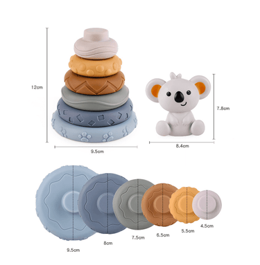 2-in-1 Baby Sensory Stacking Blocks and Stacking Rings Gift Set - Taylorson