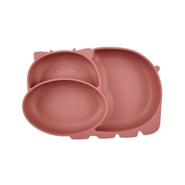 Kids Silicone Divided Plate with Suction Base - Hippo