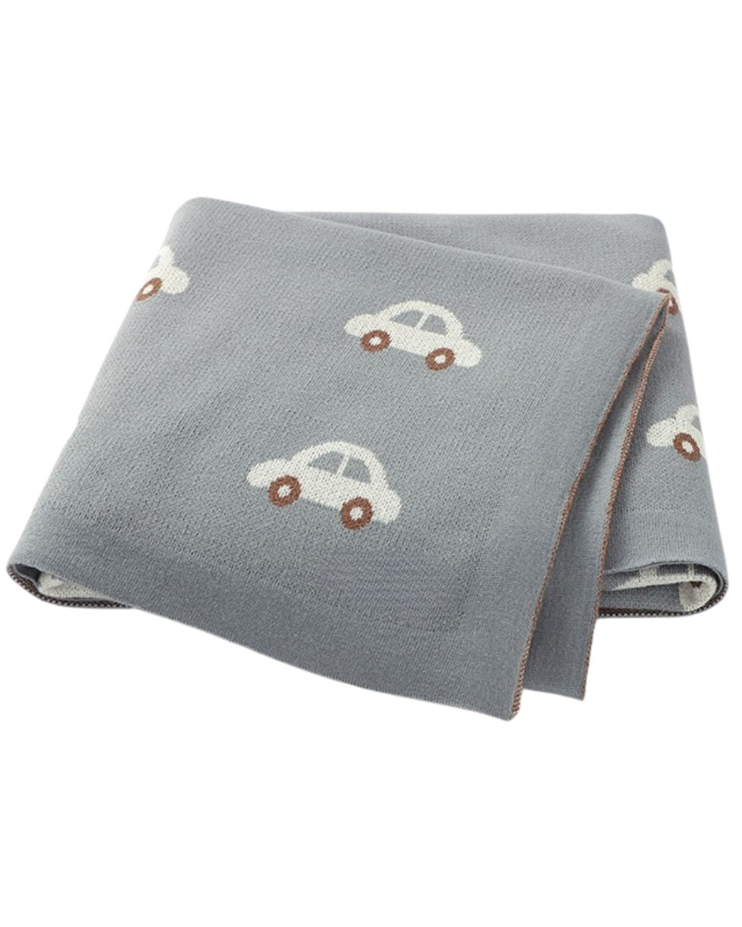 100% Cotton Super Soft Baby Knitted Blanket - Car (80x100cm)