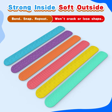 Textured Silicone Slap Bracelets Fidget Toy 6 Pack (3 years+)