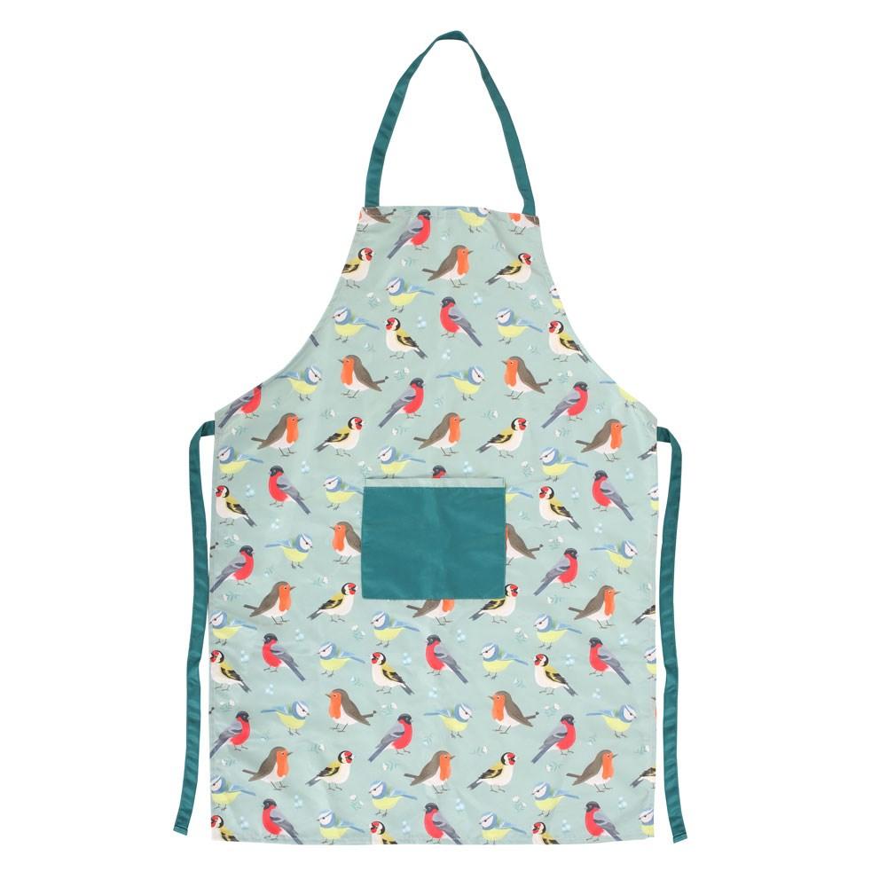 Garden Bird Cotton Apron with Front Pocket & Adjustable Strap - Taylorson