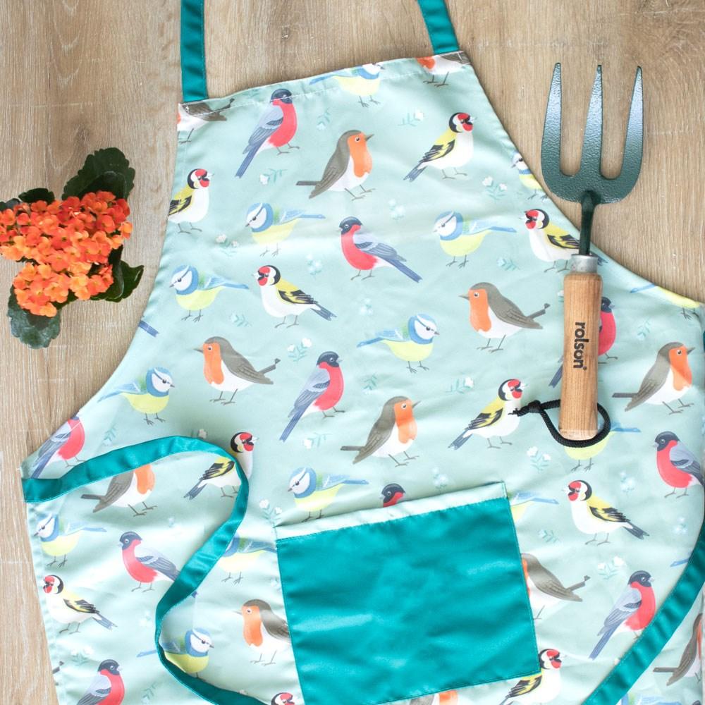 Garden Bird Cotton Apron with Front Pocket & Adjustable Strap - Taylorson