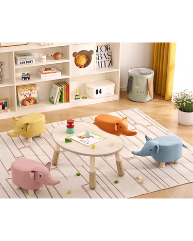 Elephant Kids Stool | Ottoman with Wooden Leg *Pre-Order