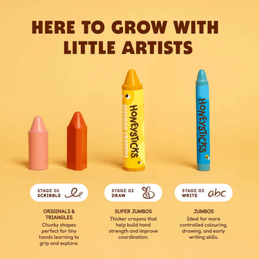 Honeysticks Triangles - Natural Beeswax Crayon (10 Pack)