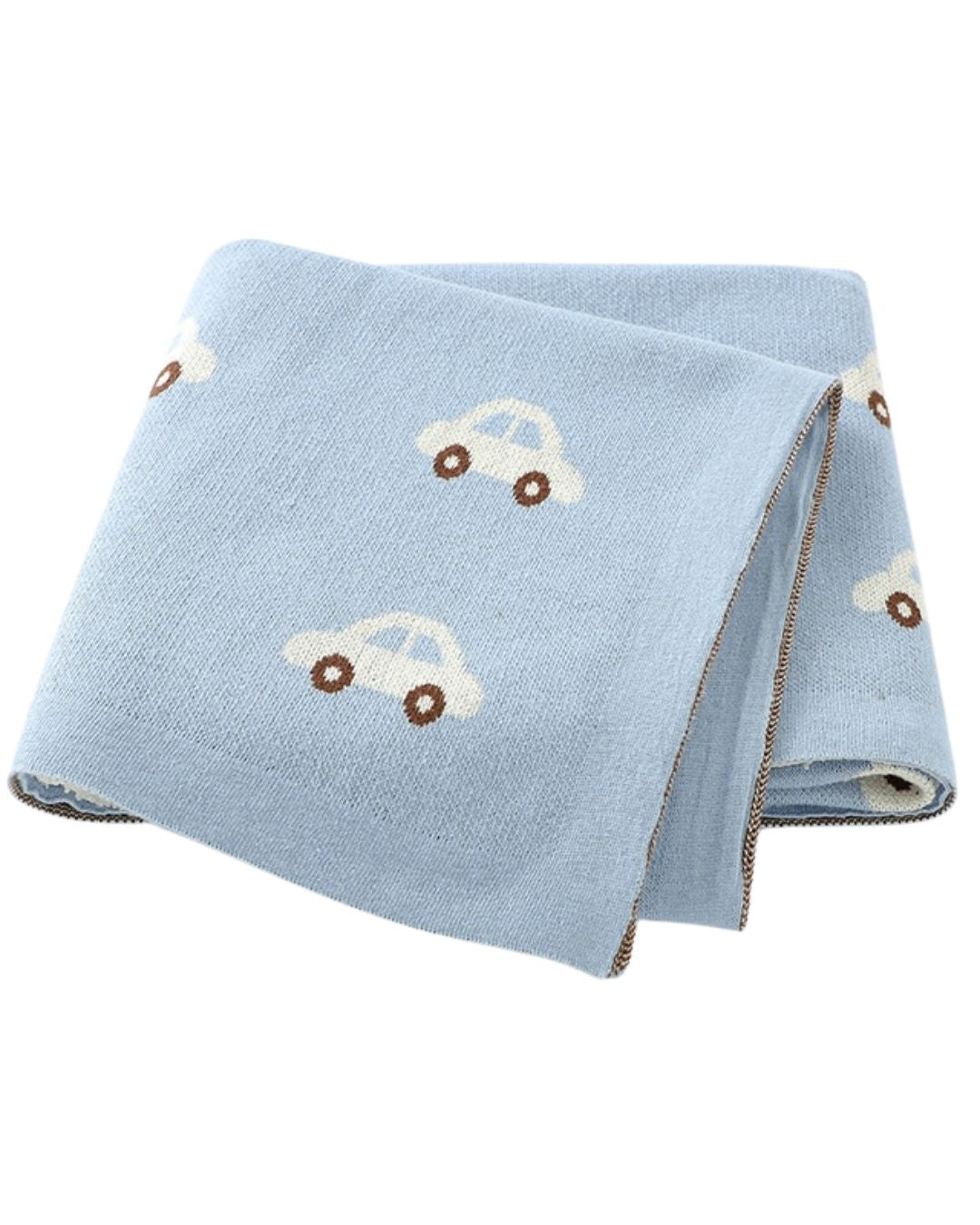 100% Cotton Super Soft Baby Knitted Blanket - Car (80x100cm)
