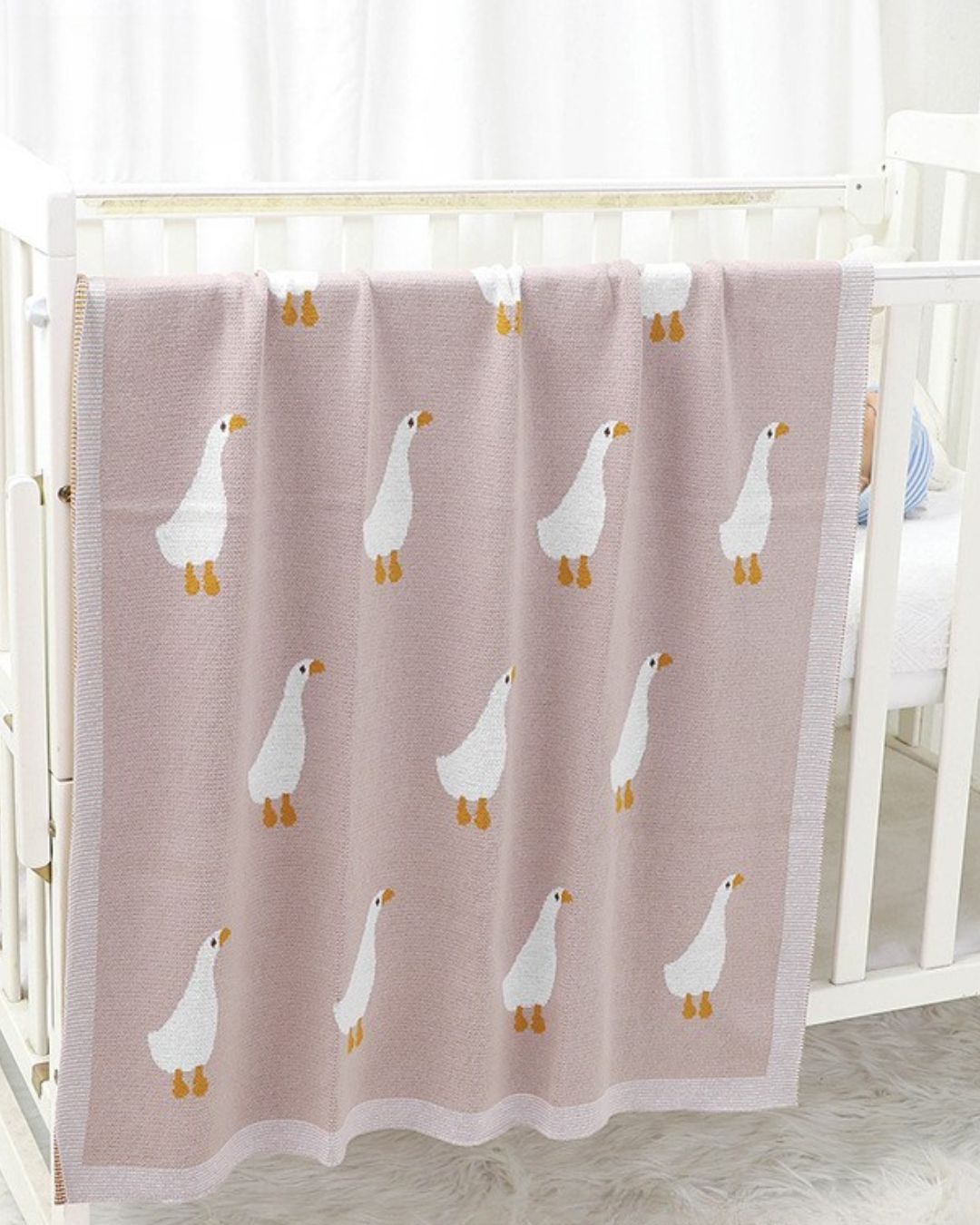 100% Cotton Super Soft Baby Knitted Blanket - Ducks (70x90cm)