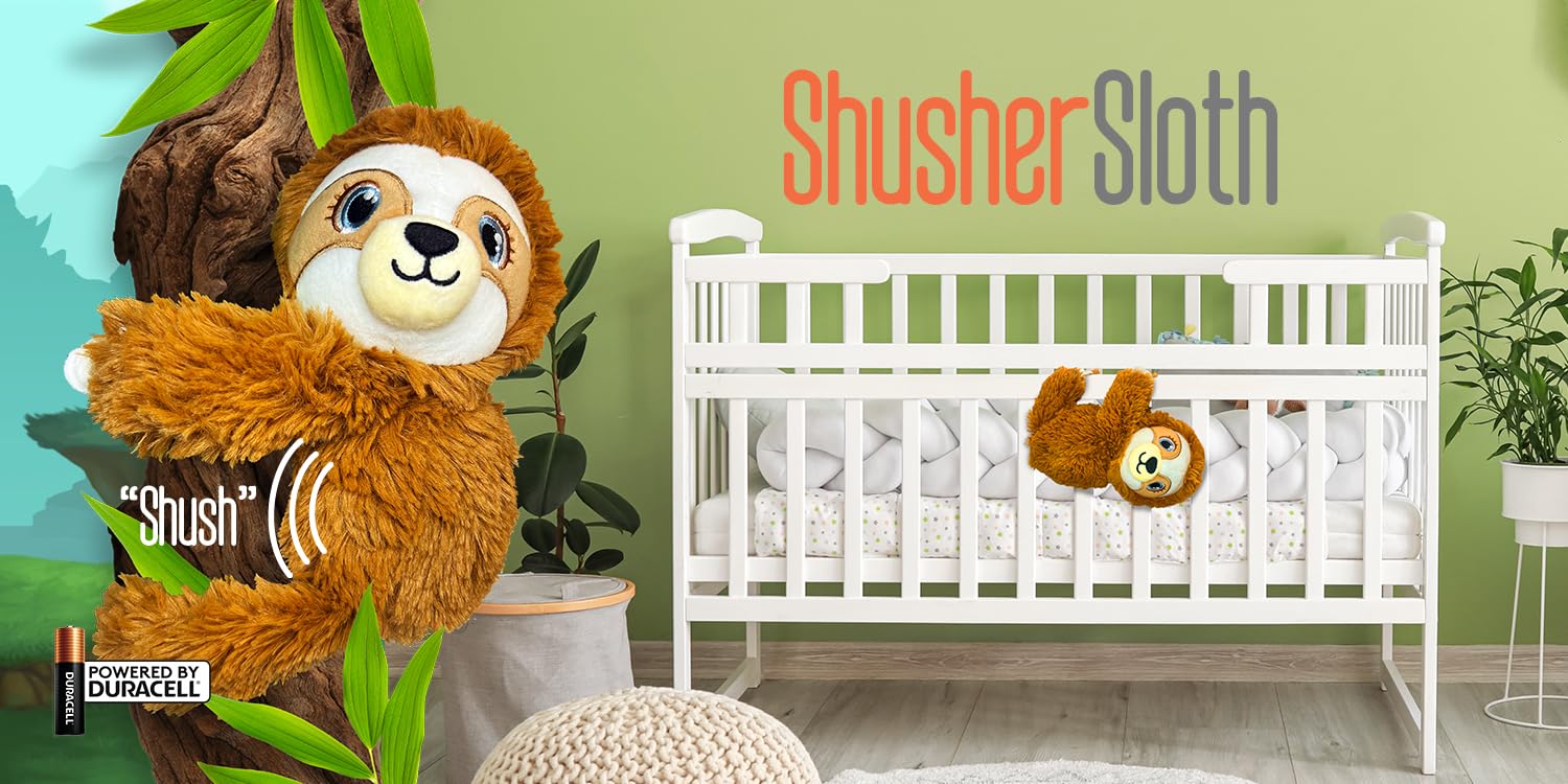 Baby Shusher Sloth - Plush Soothing Sloth Companion with 1 hour Noise Detection