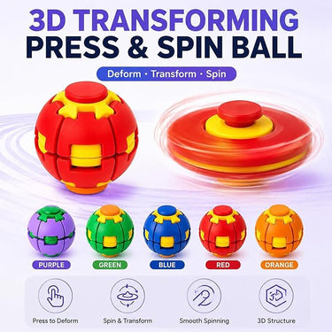3D-Printed Transforming Press & Spin Fidget Toy - Assorted (6 years+)