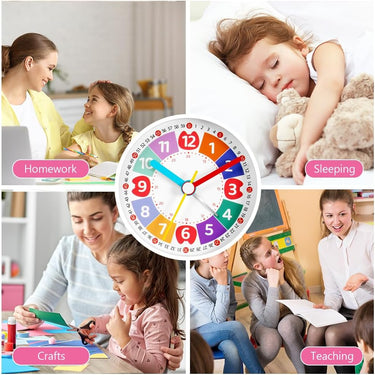 Educational Kids Alarm Clock: Silent Teaching Clock for Learning to Tell Time