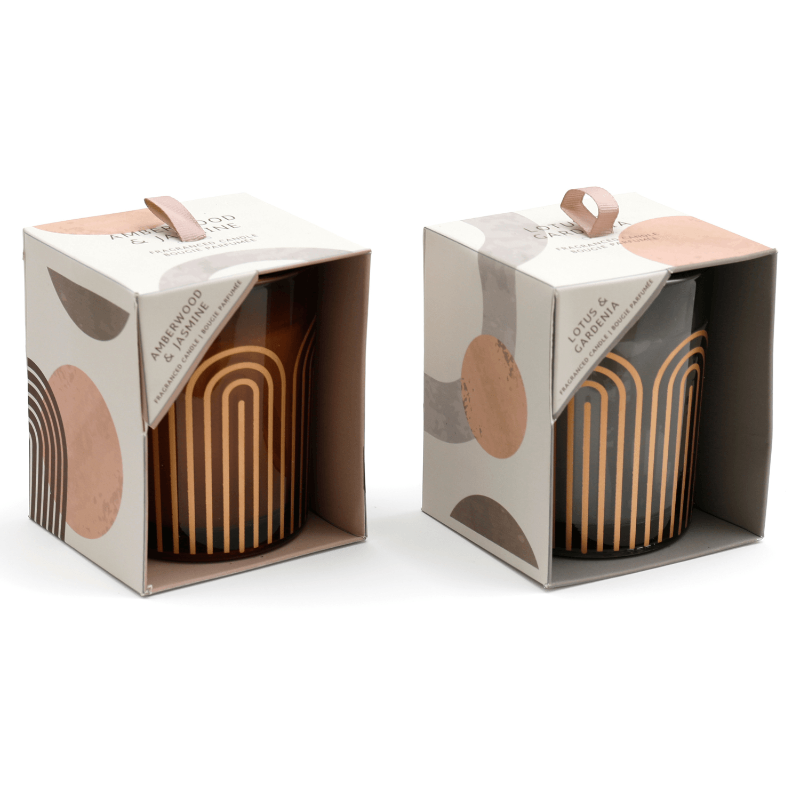 Candle in Abstract Pot - Amberwood & Jasmine | Lotus & Gardenia - Taylorson