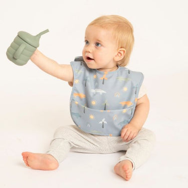 All4Ella Recycled Pouch Bib - Crocodile | Trucks | Fawn (6m+)  *Clearance
