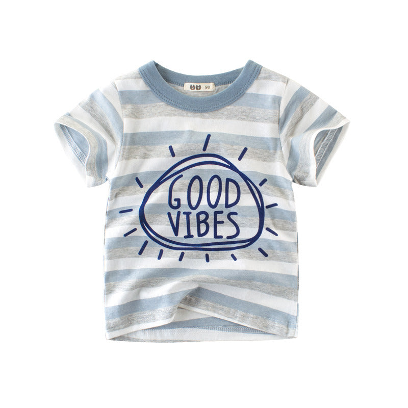 Good Vibes in Stripe 100% Cotton Kids T-Shirt (1 - 6 years)