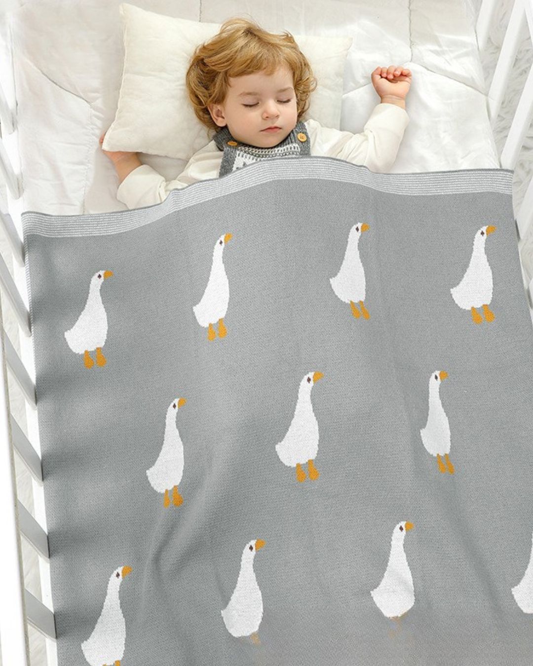 100% Cotton Super Soft Baby Knitted Blanket - Ducks (70x90cm)
