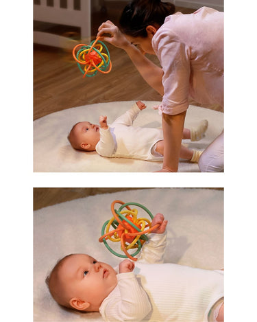 3-in-1 Silicone Hand Grip Rattle Teether Sensory Ball (3m+)