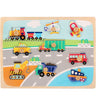 Busy Vehicles Wooden Peg Puzzle - Educational Toys (30cm x 22cm)