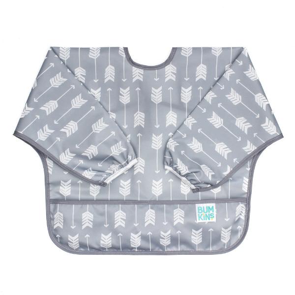 Bumkins Waterproof Sleeved Bib - Grey Arrow