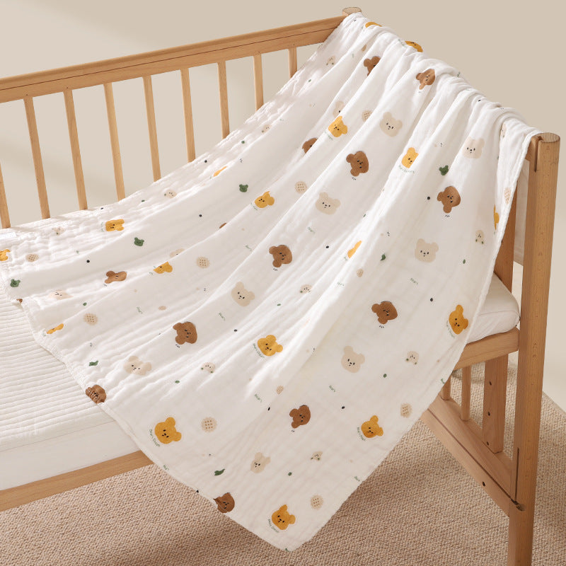 6-Layer Super Soft Kids Bath Towel - Happy Bear (110x110cm)